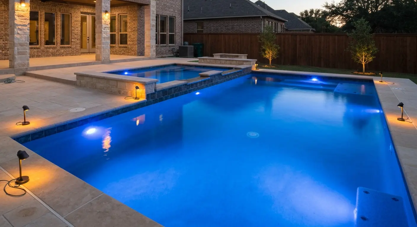 Pool lighting design in backyard