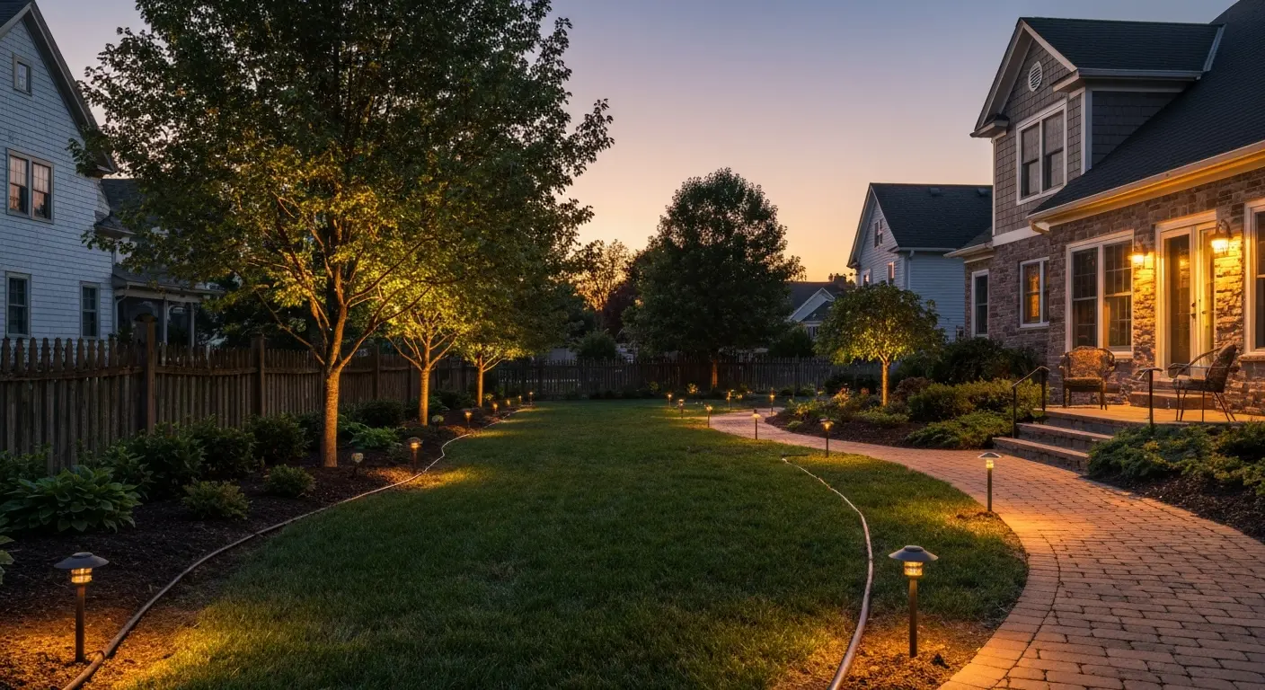 Landscape lighting installation in Mason