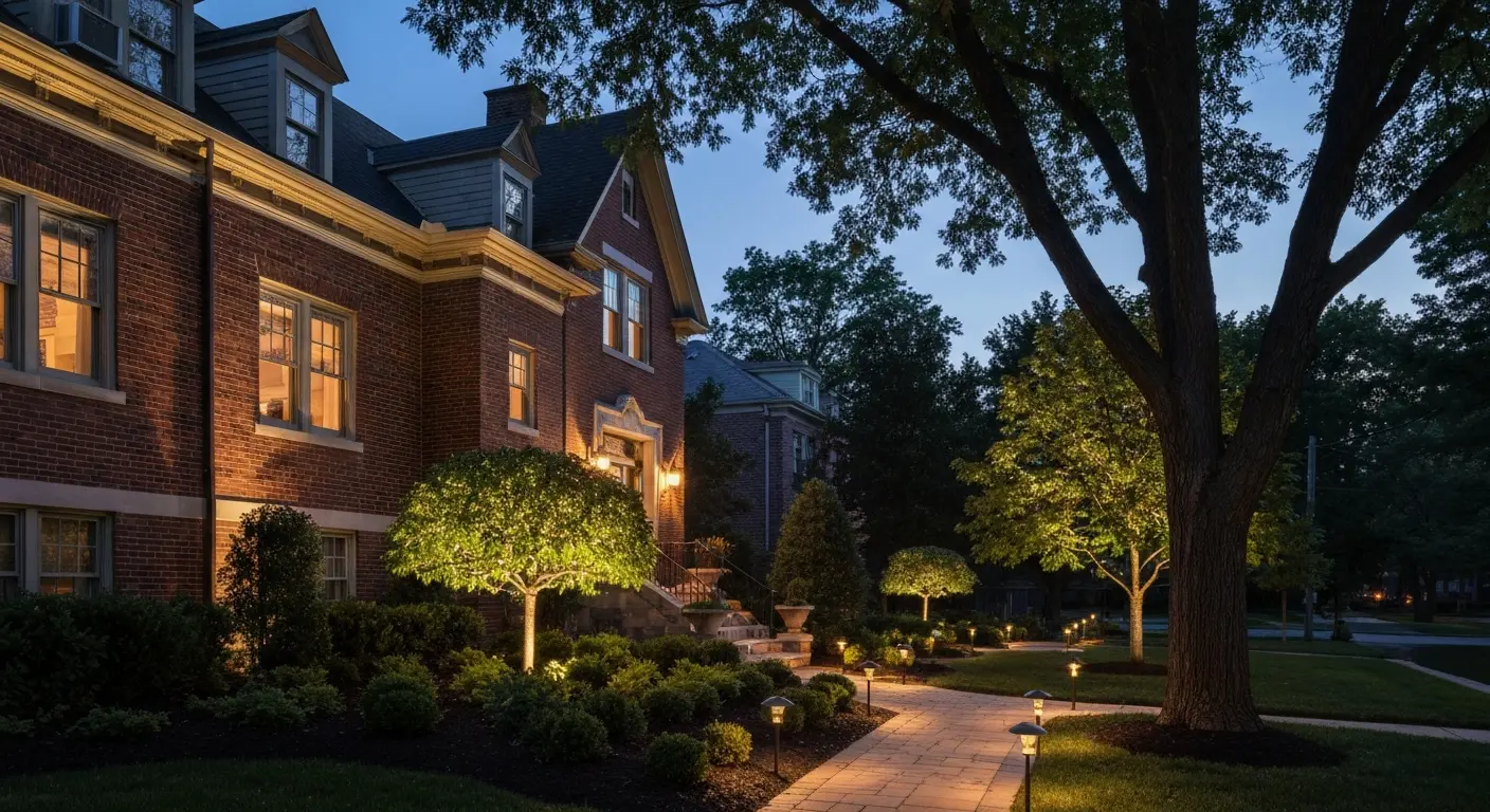 Residential landscape lighting installation