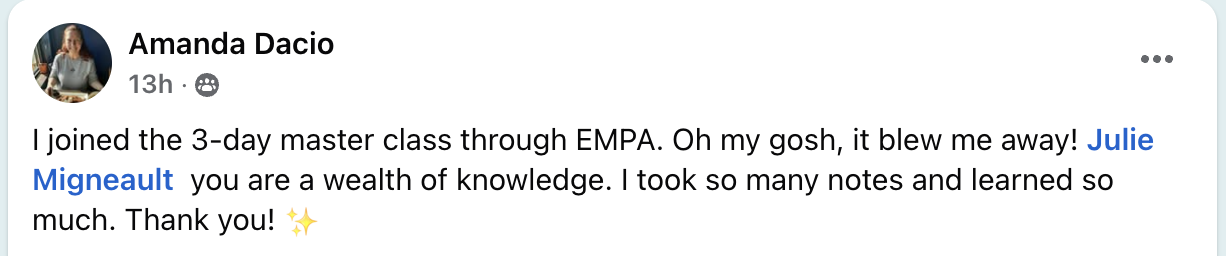 Testimonial from Amanda Dacio