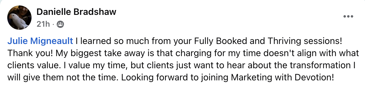 Testimonial from Danielle Bradshaw