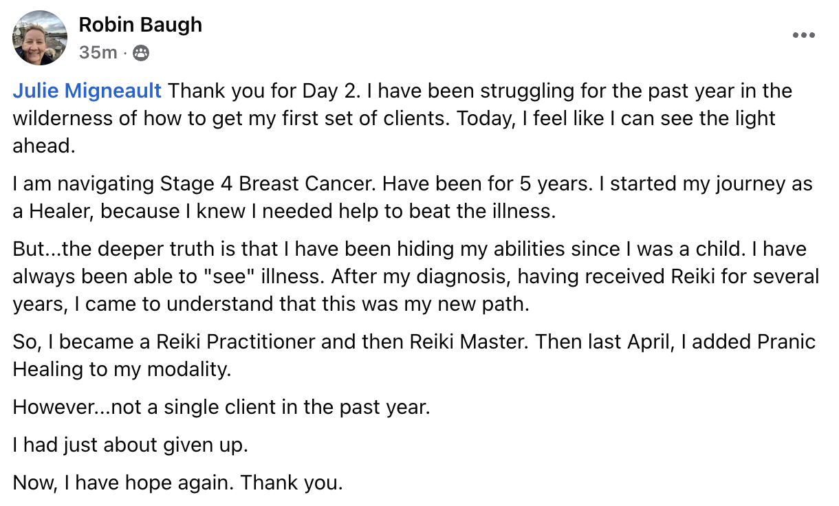 Testimonial from Robin Baugh