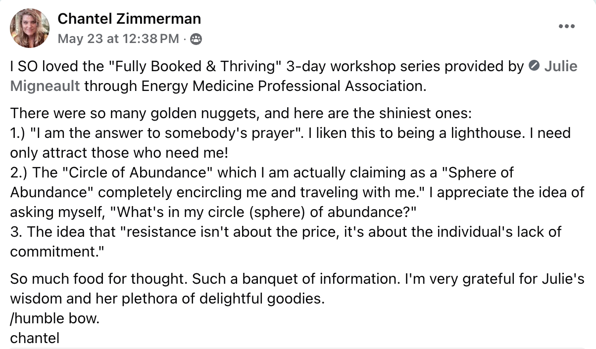 Testimonial from Chantel Zimmerman