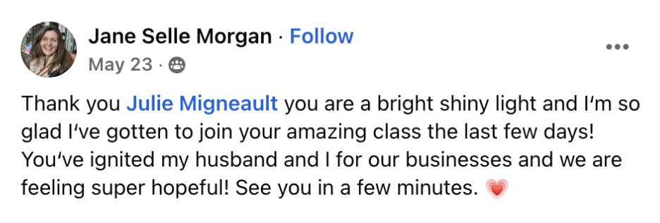 Testimonial from Jane Selle Morgan