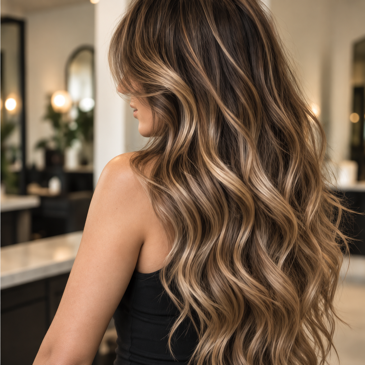 Beautiful dimensional hair styled at Simply Ravishing Salon