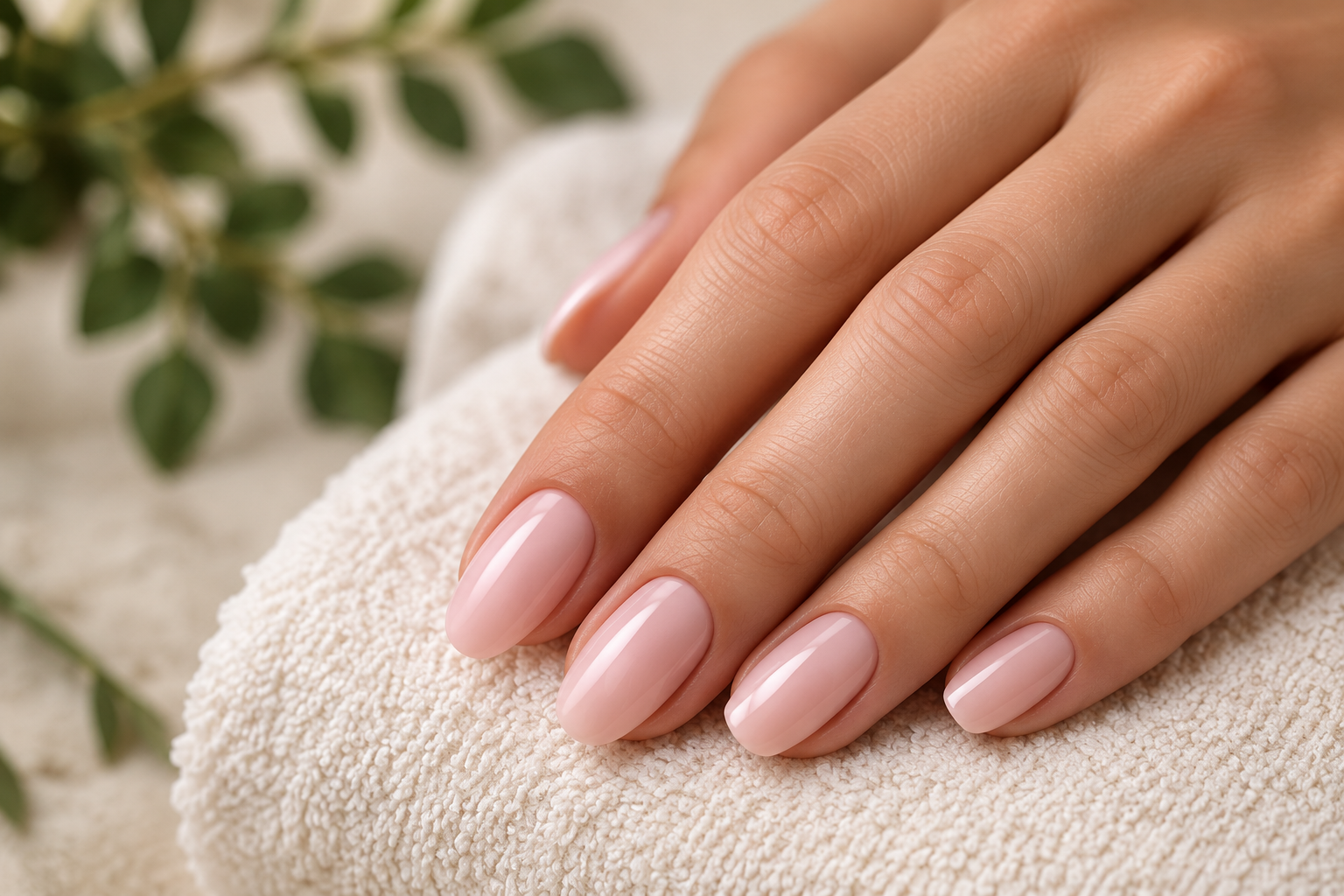 Soft pink classic manicure