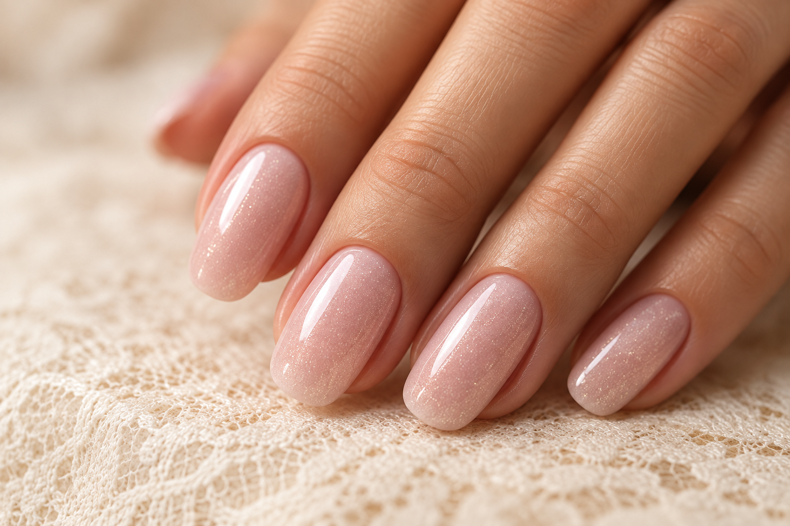 Natural dip powder manicure