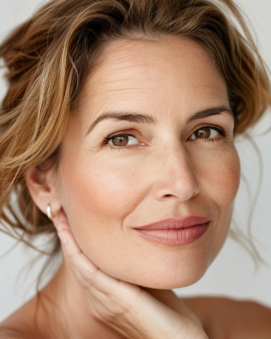 Mature woman with smooth, natural skin