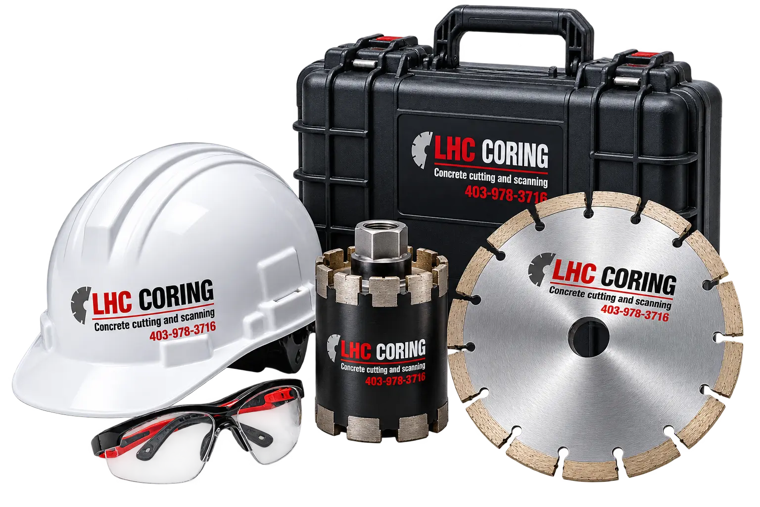 LHC Coring concrete cutting equipment, safety gear and COR certification