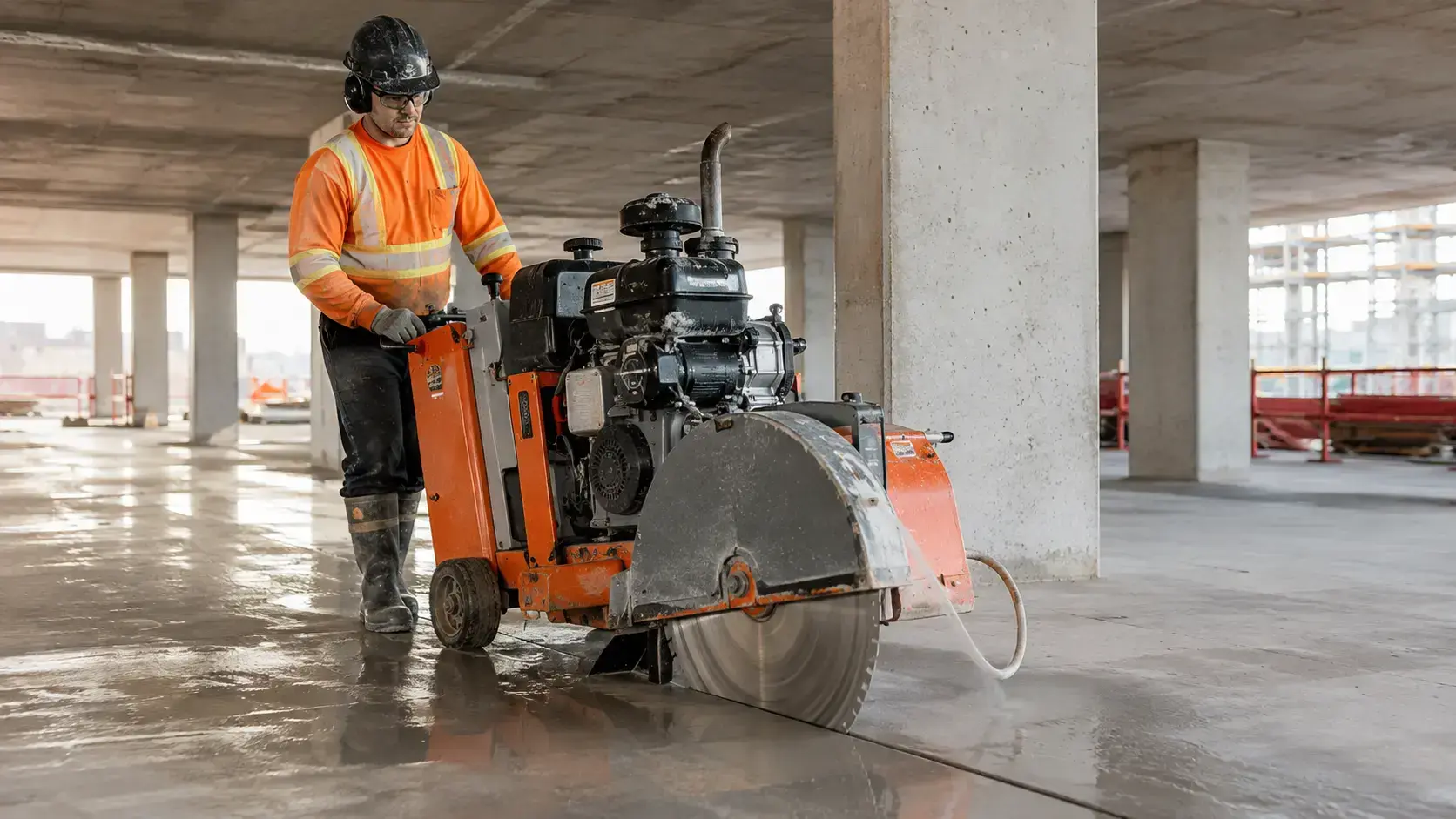 Diesel concrete slab sawing in Calgary