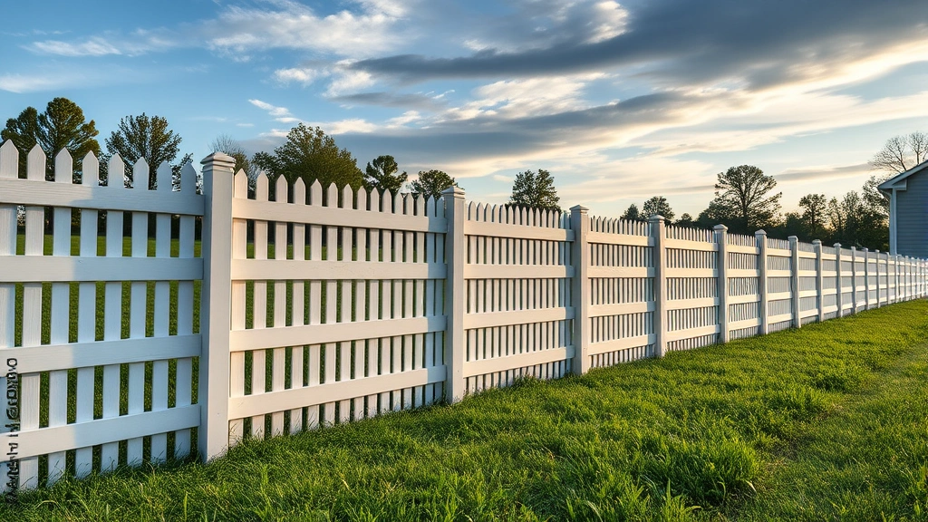 Fencing in Powhatan VA with lush greenery and a clear blue sky in the background.