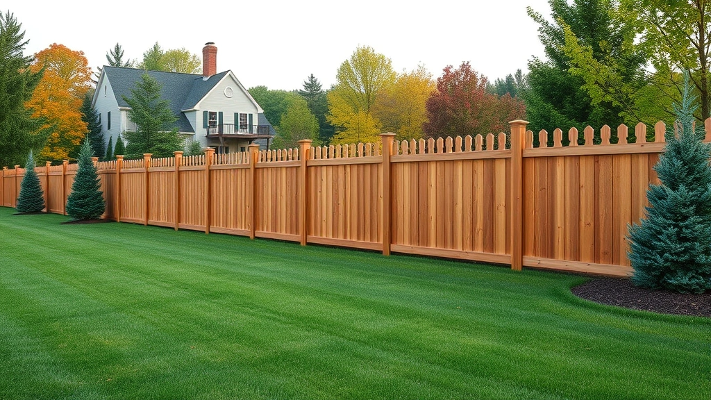 Fencing in North Chesterfield VA surrounding a green lawn and trees on a sunny day.