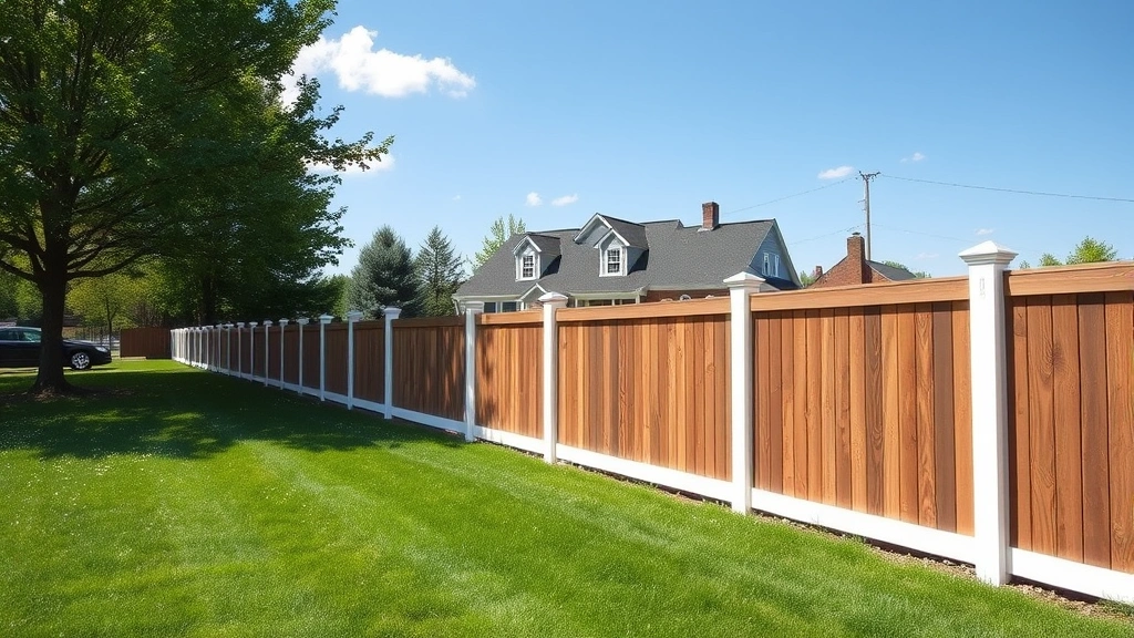 Fencing in Hopewell, VA with a clear blue sky and green grass in the background.