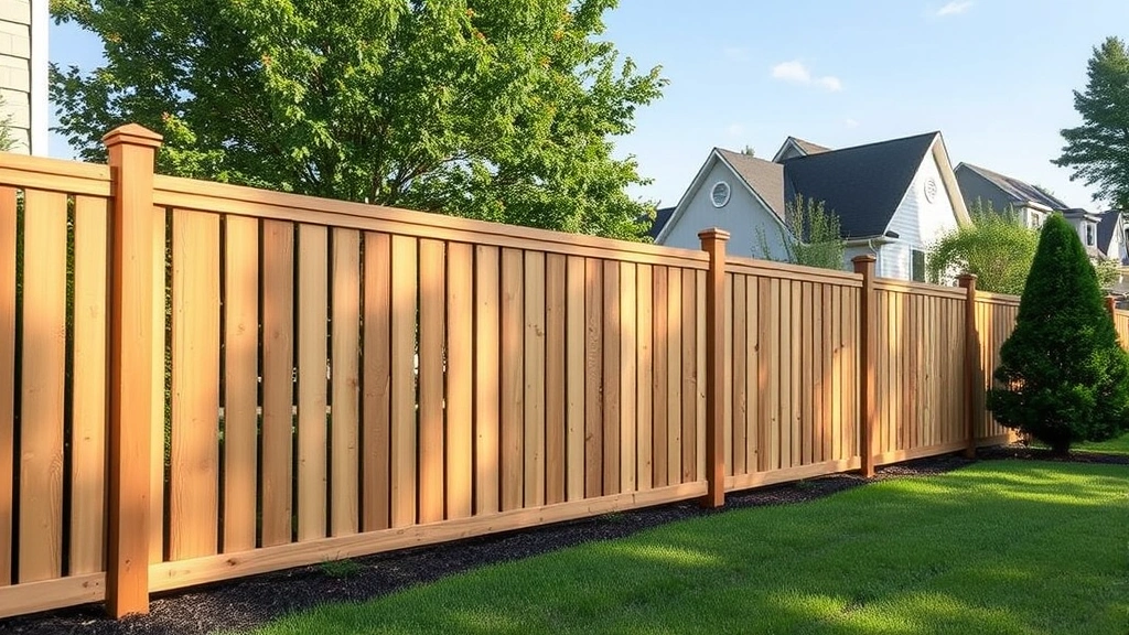Fence installation project showcasing a wooden fence in Midlothian, VA with green grass and trees in background