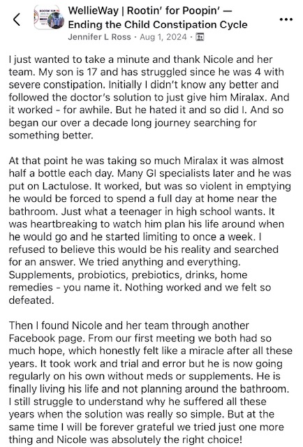 Parent testimonial about Rootin' for Poopin'