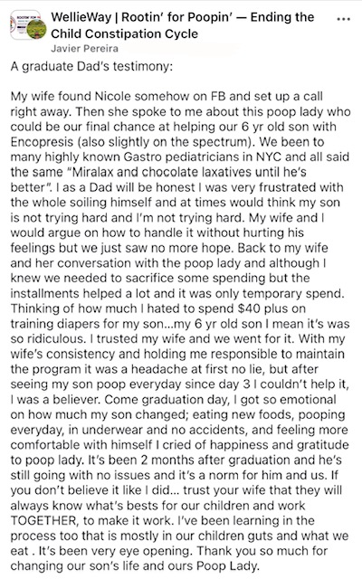 Rootin' for Poopin' parent testimonial