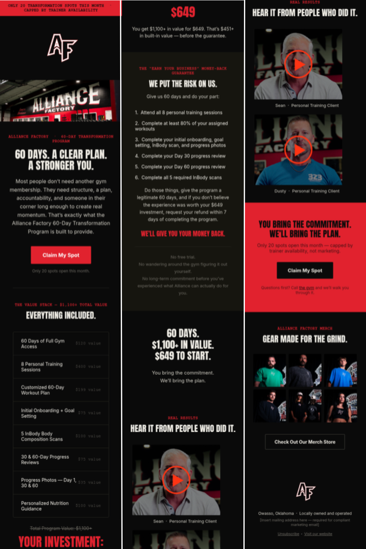 Email blast for Alliance Factory