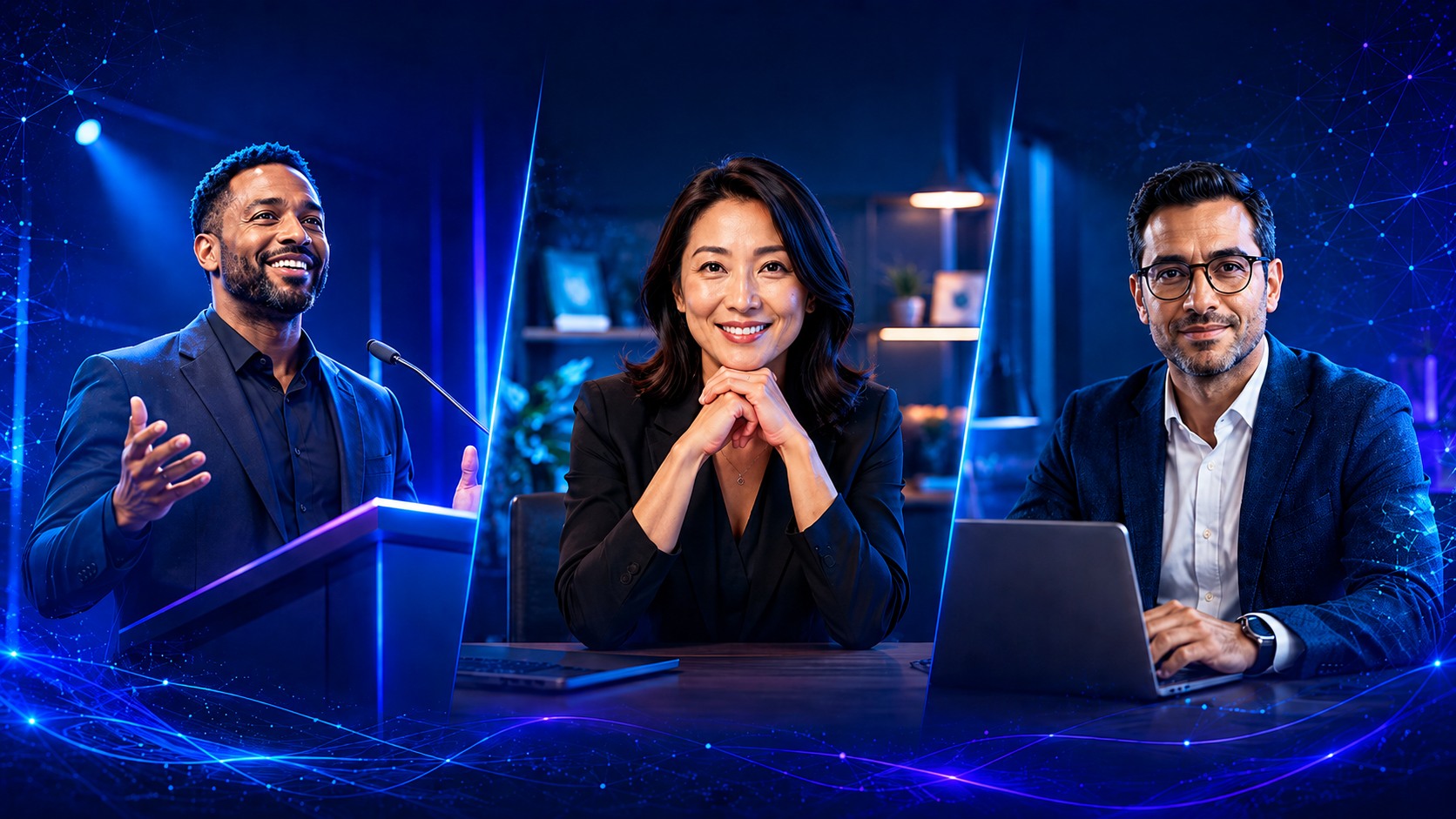 Professional speaker, female coach, and male consultant, the three ideal twin247.ai clients