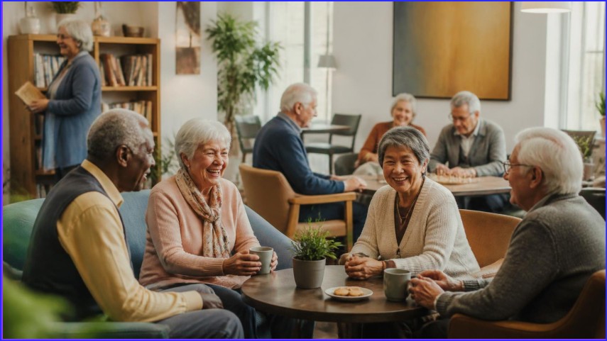 Seniors socializing Seniors socializing