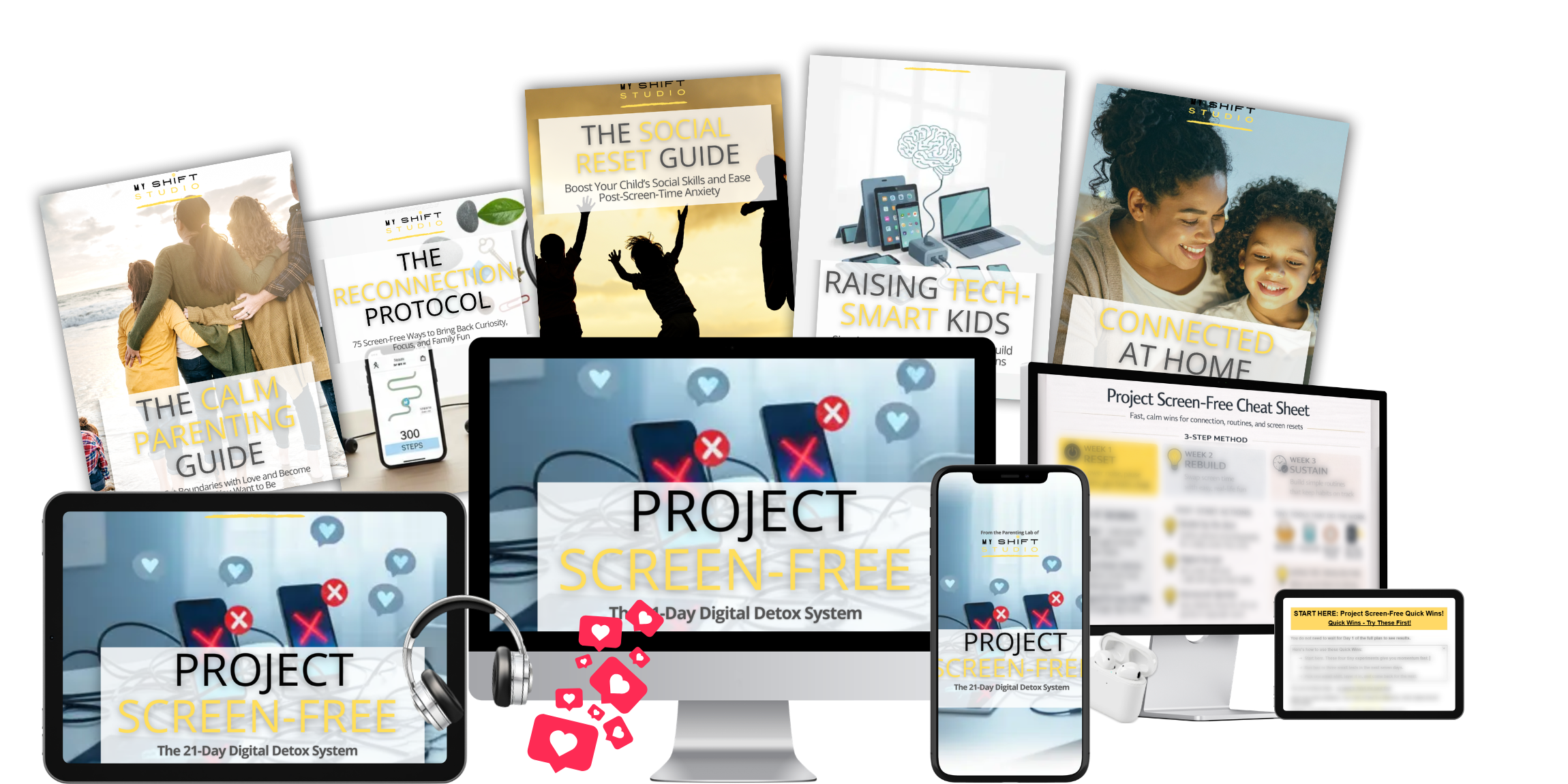 Project Screen-Free complete bundle: eBook, 5 bonus guides, cheat sheet and quick wins