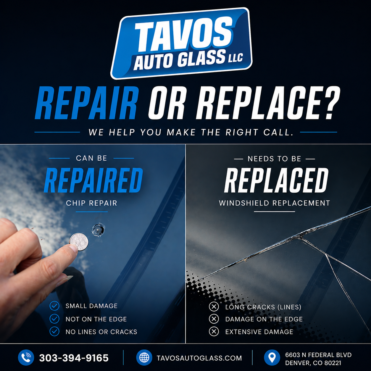 Tavos Auto Glass Mobile Auto Glass Repair service in the Denver area