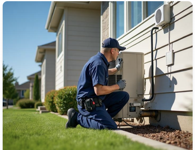 HVAC technician installing a system
