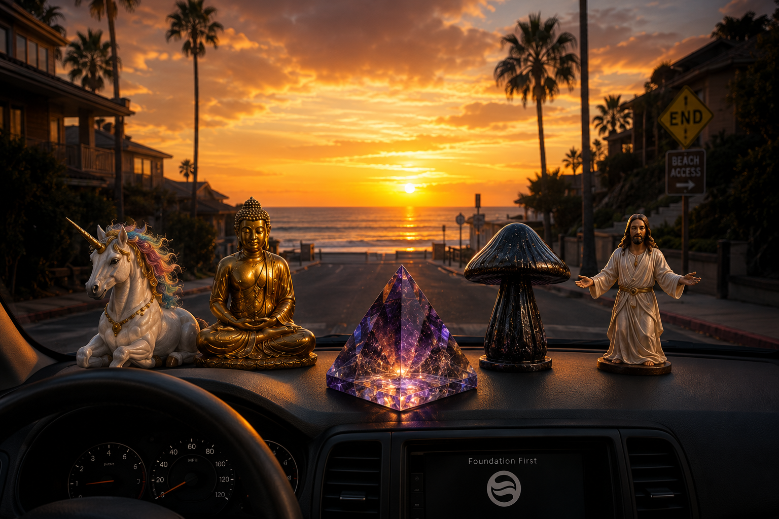 The altar inside the Urban Shaman rideshare vehicle