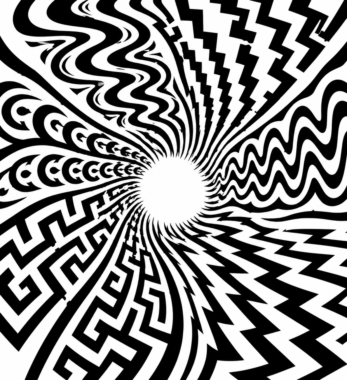 The Quantum Spiral — all patterns converging to a single point of light