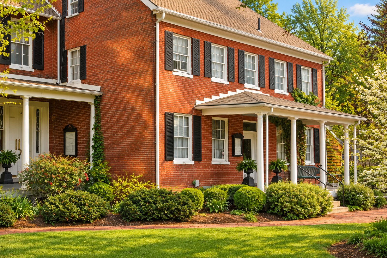 The historic red brick Elkridge Furnace Inn in Elkridge, Maryland