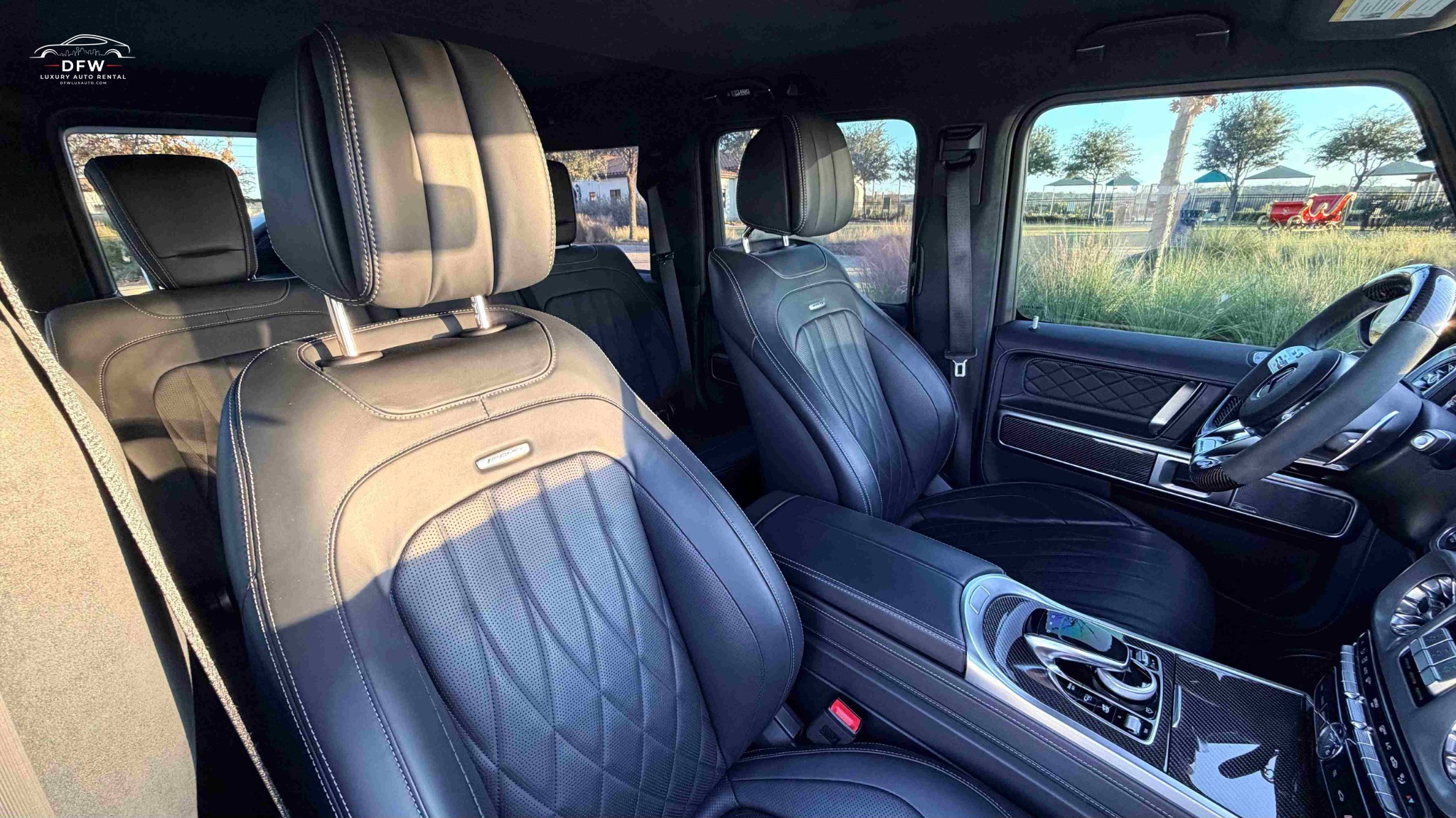 Mercedes G63 parked Dallas Fort Worth luxury rental