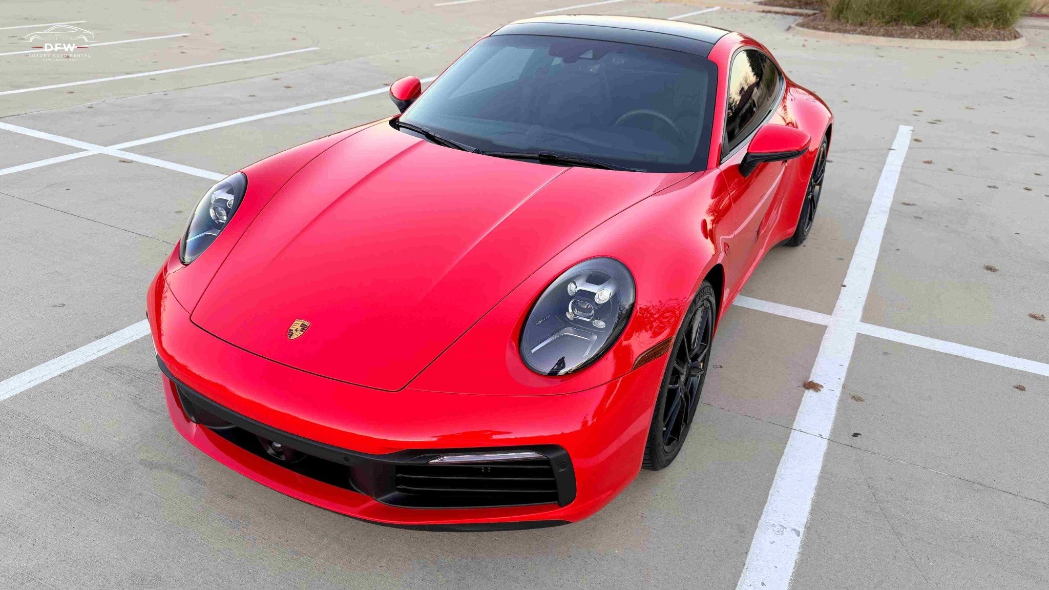 Porsche 911 Carrera rental Dallas red sports car