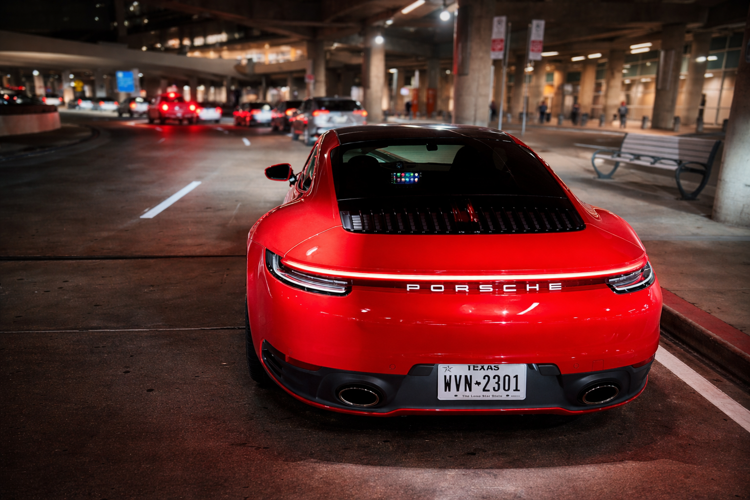 Porsche 911 hire Dallas red airport night Porsche 911 hire Dallas red airport night