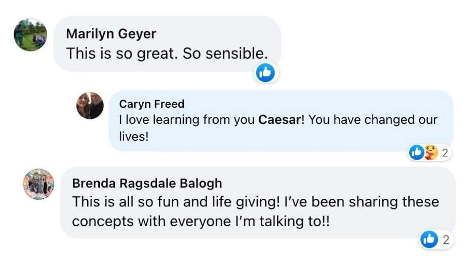 Facebook comments from workshop students: Marilyn Geyer, Caryn Freed and Brenda Ragsdale Balogh