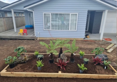 Newly planted garden