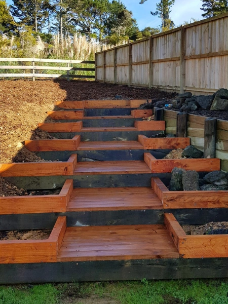 Hard Landscaping Project in Whangarei - Timber Steps