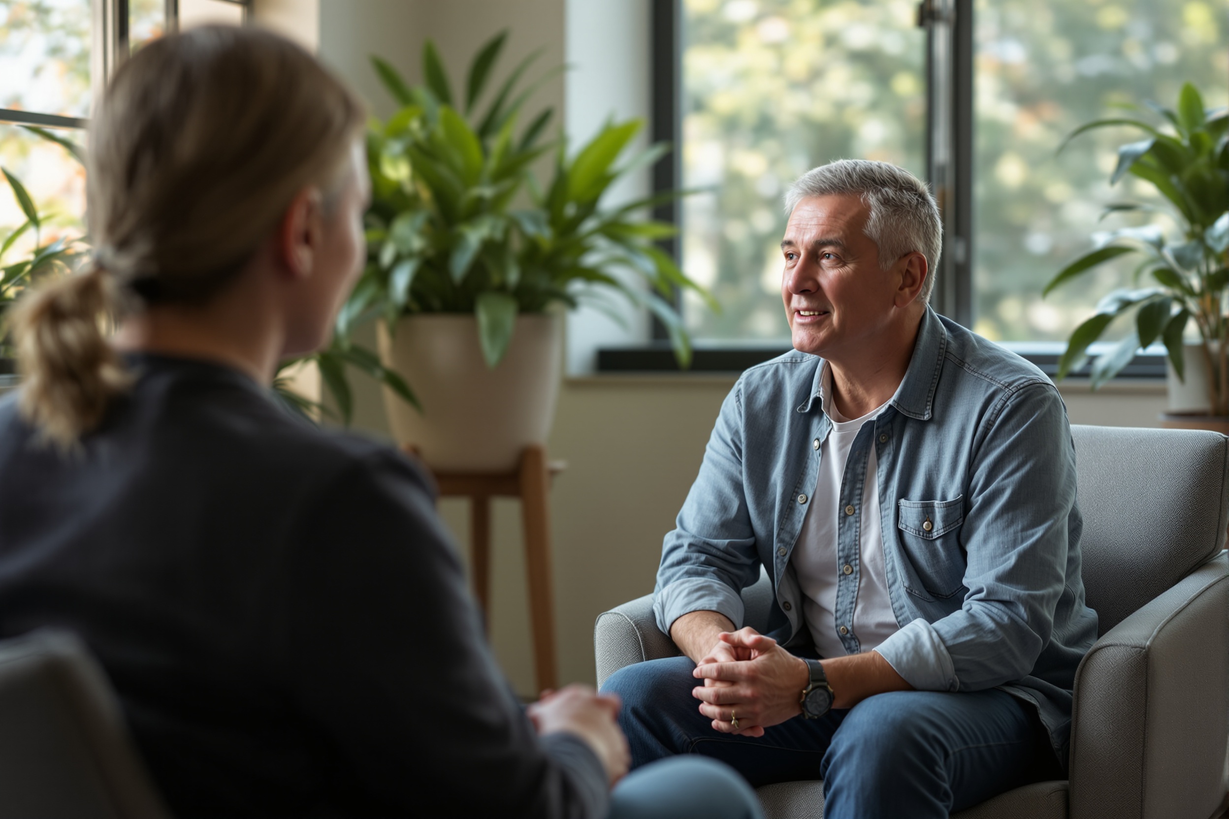 Veteran in counseling session for wellness services