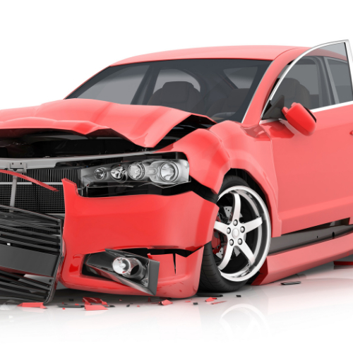 Wrecked red car
