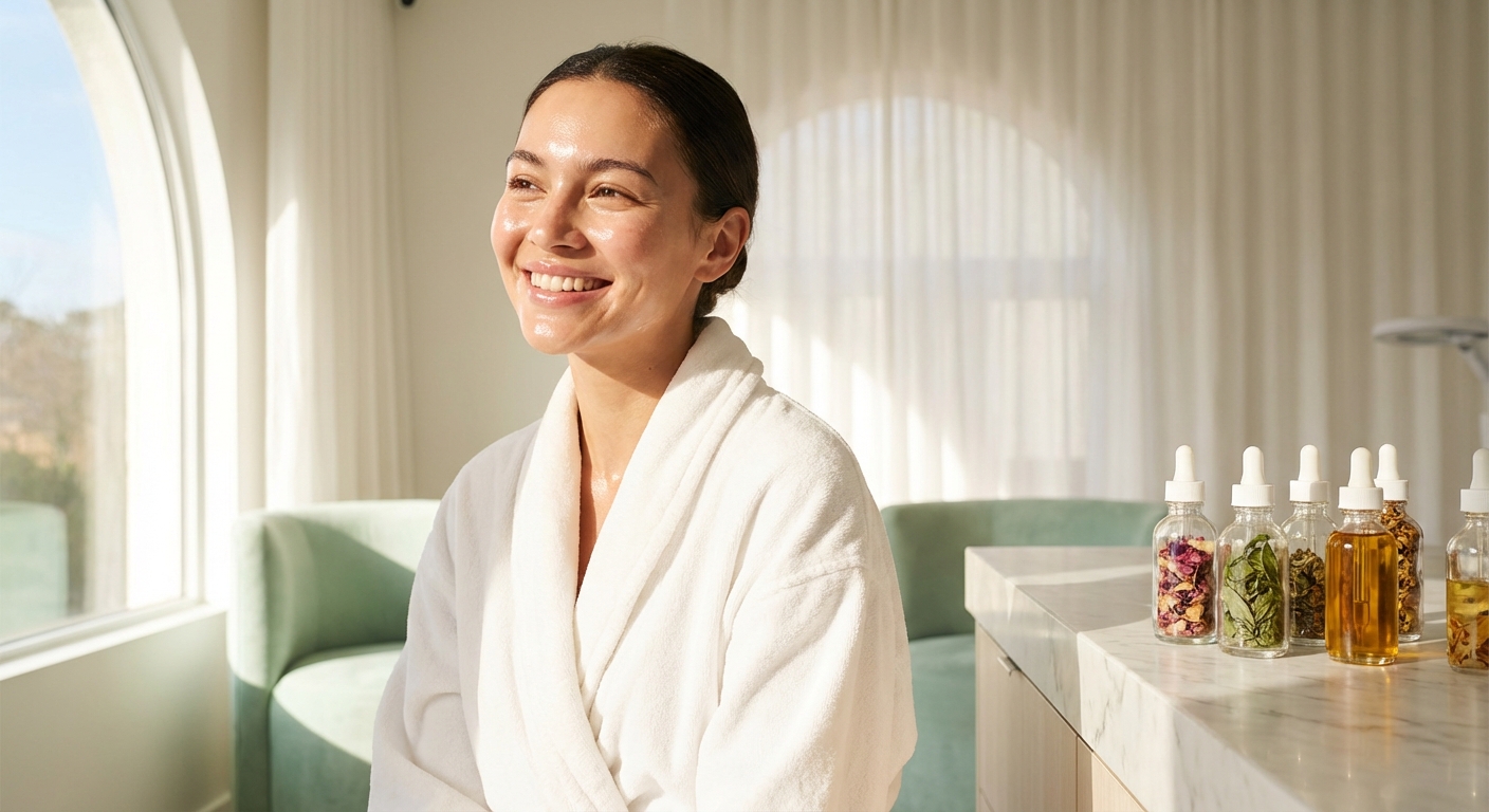 Woman with radiant, healthy skin after Sundara Skin treatment