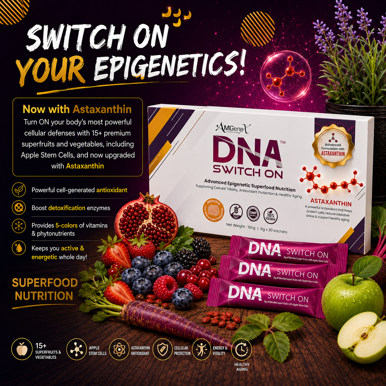 DNA Switch ON with Astaxanthin superfood product