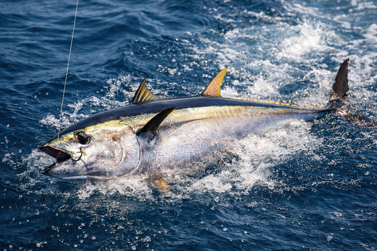 Bancs de poissons argentés en mouvement sous l'eau, illustrant la fraîcheur et la vitalité de la pêche du jour distribuée au marché de Rungis en France.