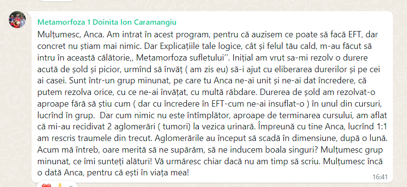 Mărturie clientă Matrix Reimprinting
