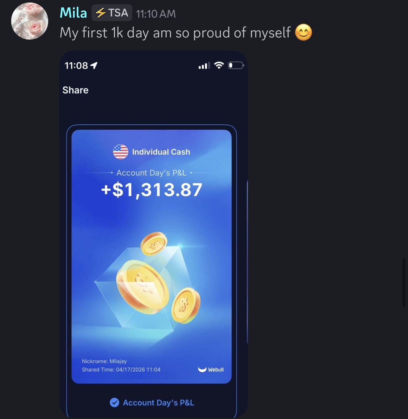 Mila first 1K day