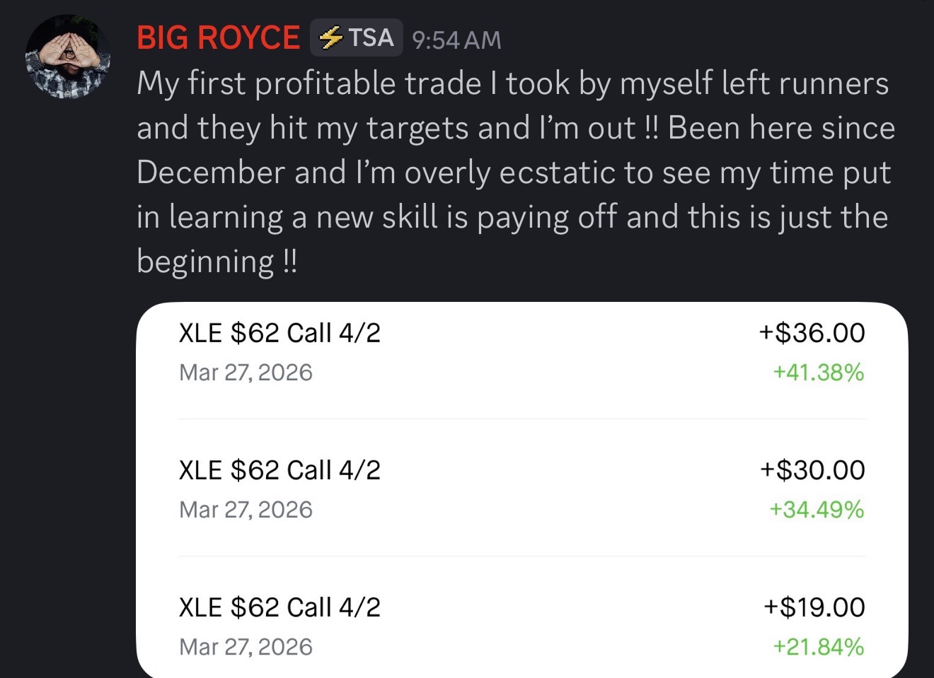 Big Royce first solo trade