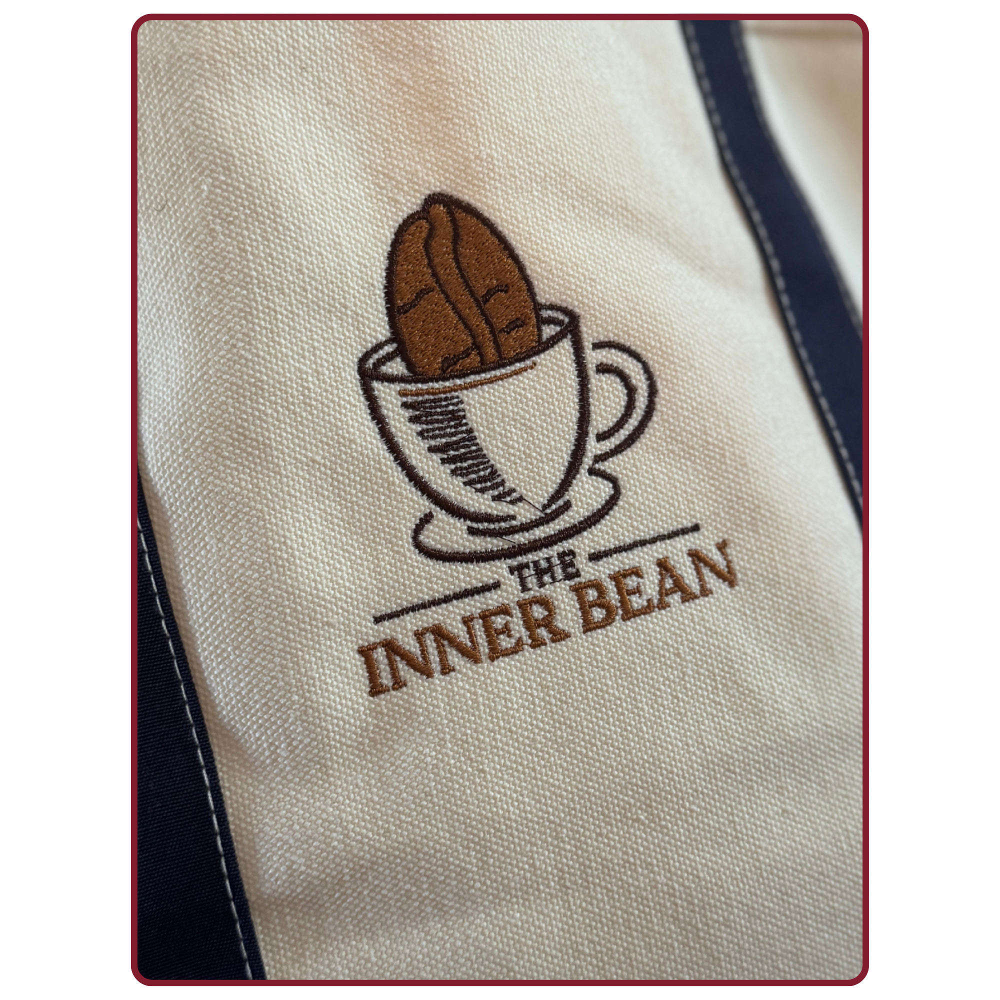 Coffee shop logo close up