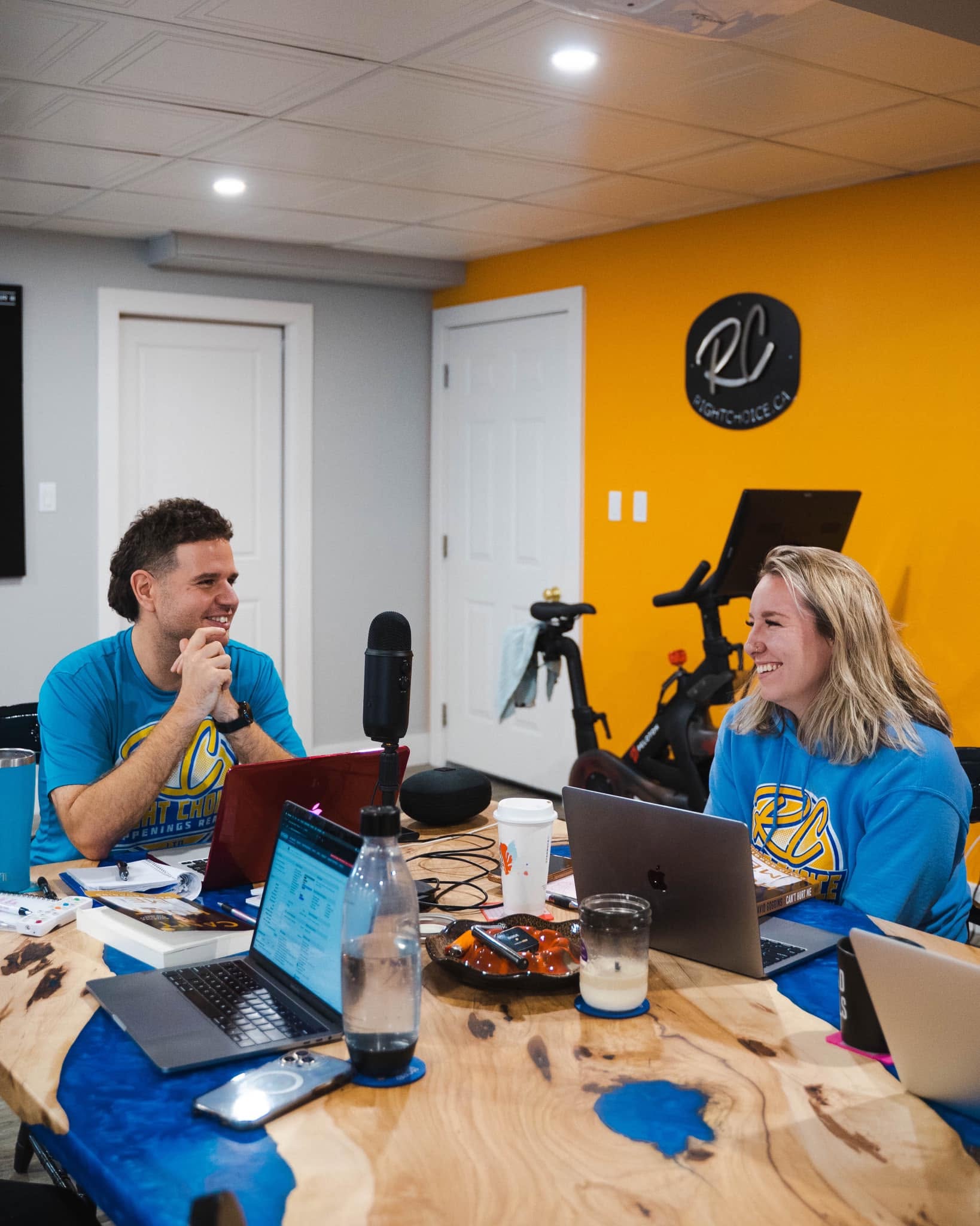 Joe filming at the office