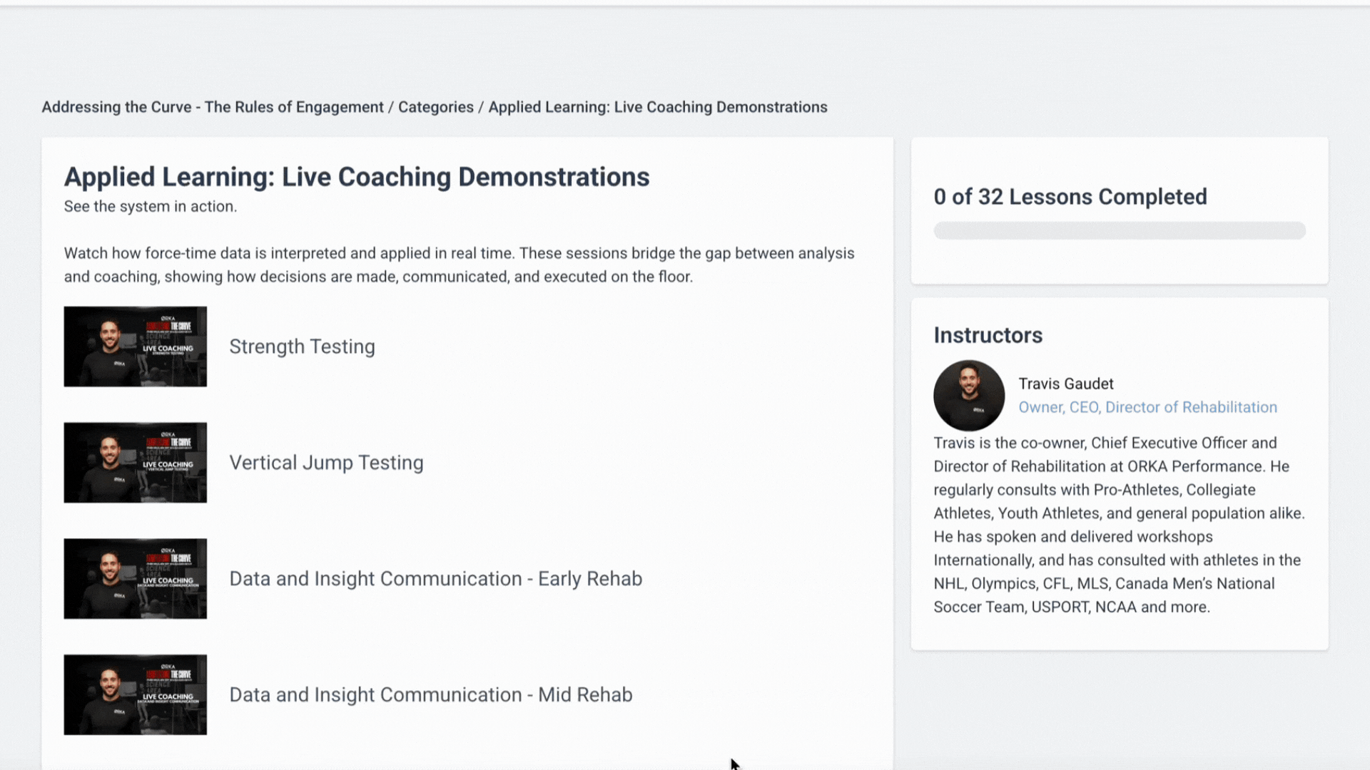 Platform demo: athlete benchmarking and normative data