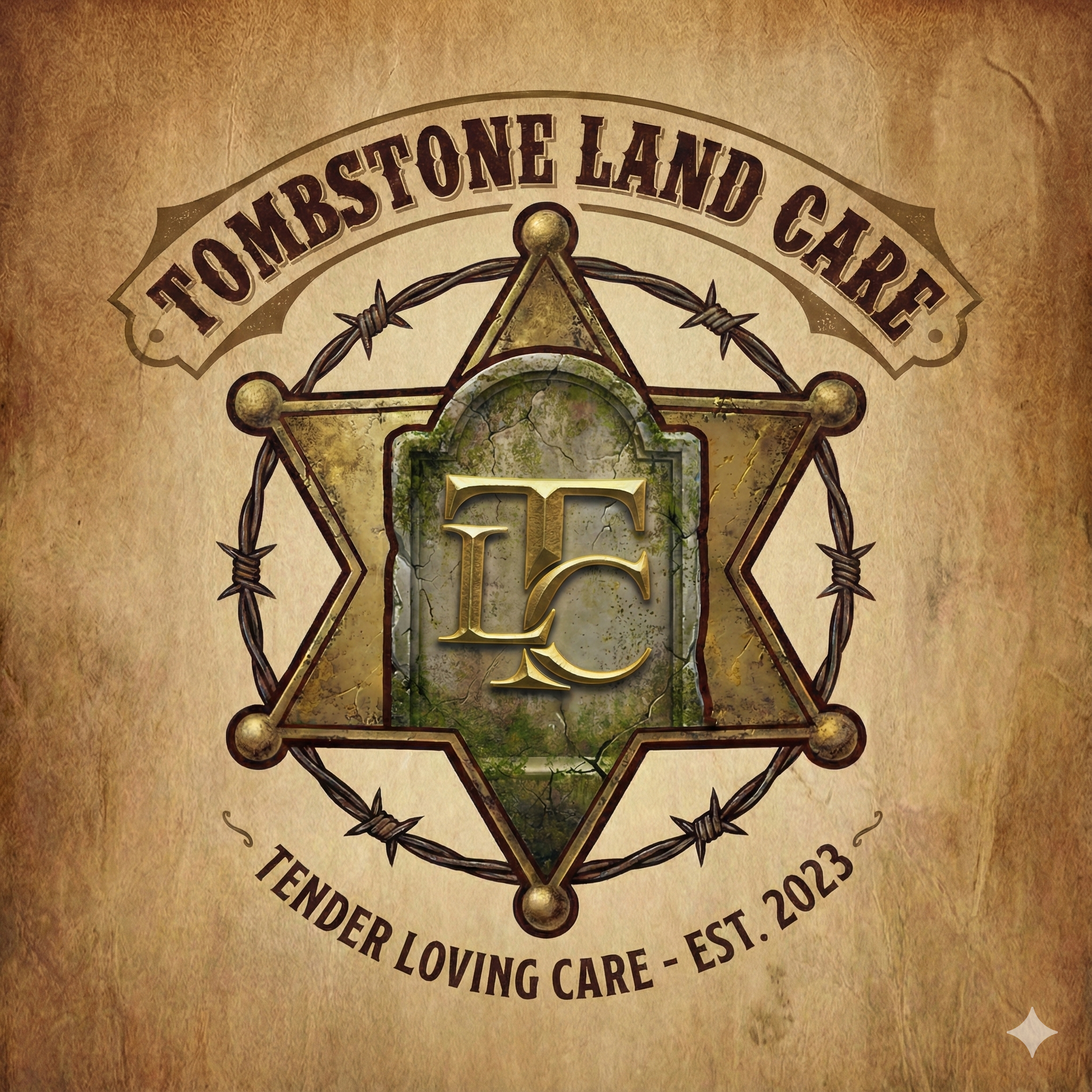 Tombstone Land Care emblem badge