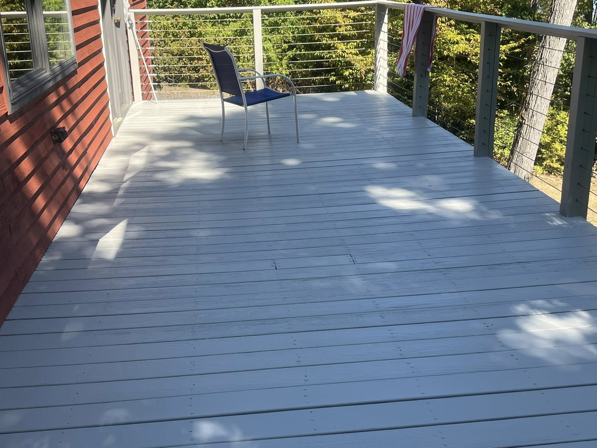 Freshly stained deck, Hammondsport