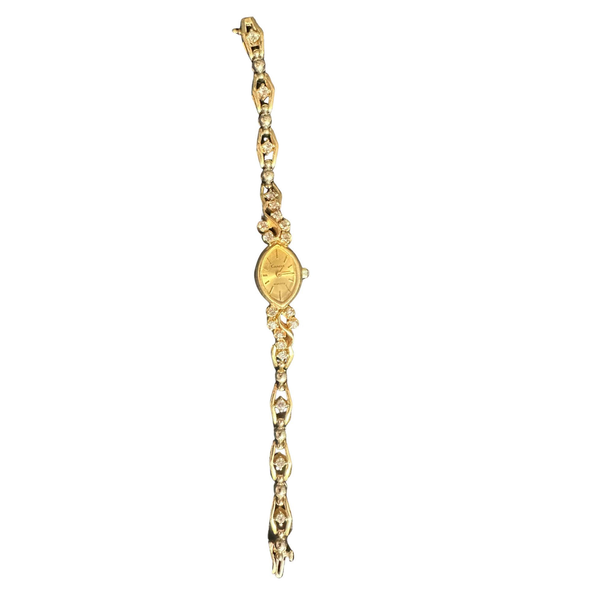 Vintage 14 Karat Gold Ladies Bracelet Watch with Diamonds