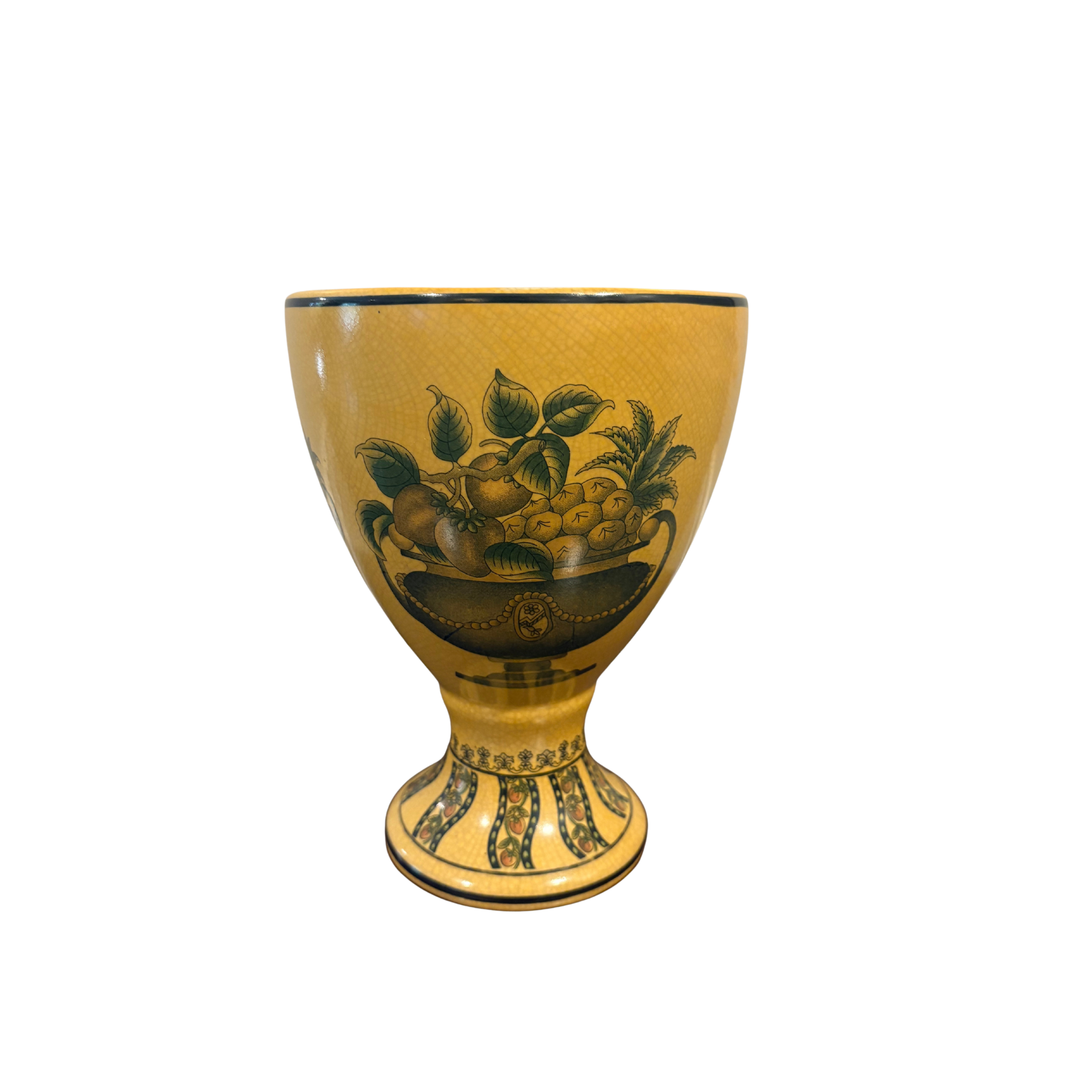 Vintage Hand Painted Ceramic Vase with Crackle Highlights
